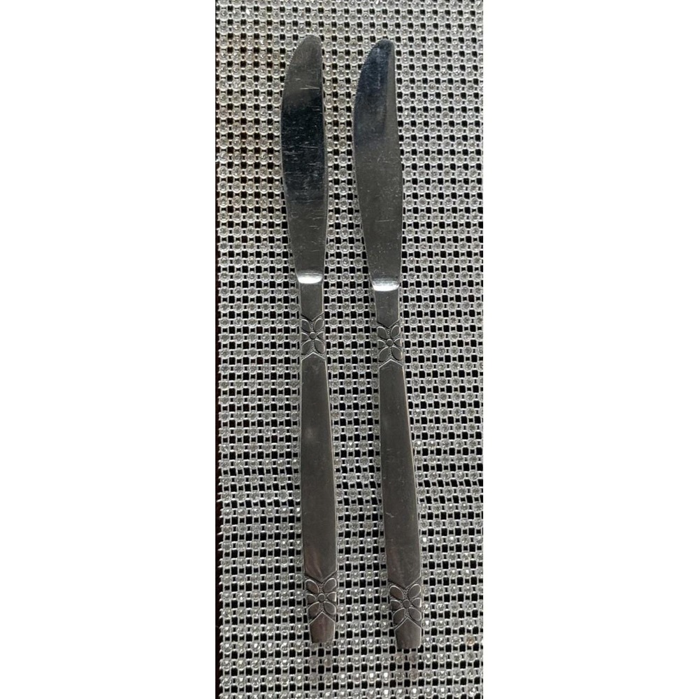 Riviera Dinner Knife Modern Flower Solid RIF12 Stainless Steel - Lot Of 2, Japan